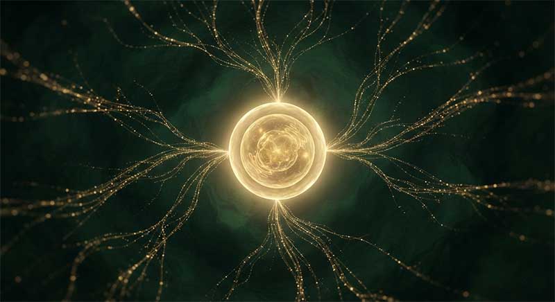 Abstract illustration representing AI-designed cell reprogramming