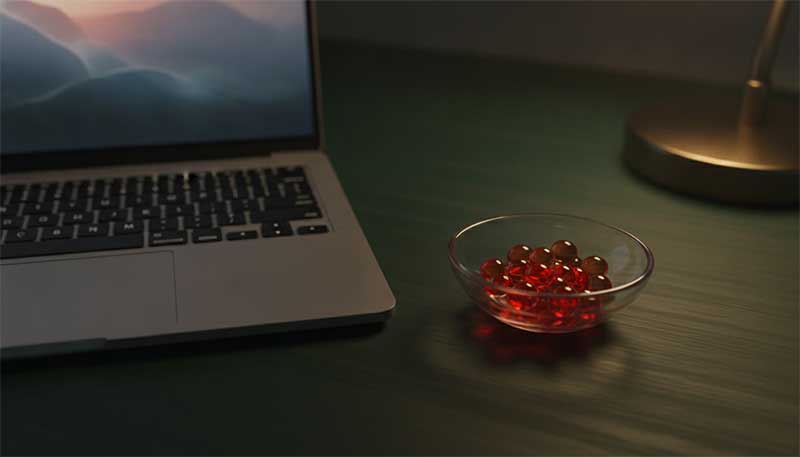 Conceptual image representing astaxanthin's role in eye protection and oxidative stress defense