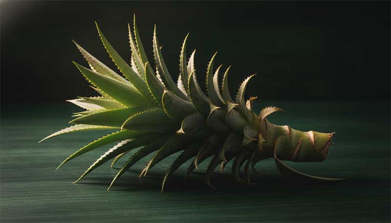 Pineapple plant stem and crown, the source of bromelain enzymes