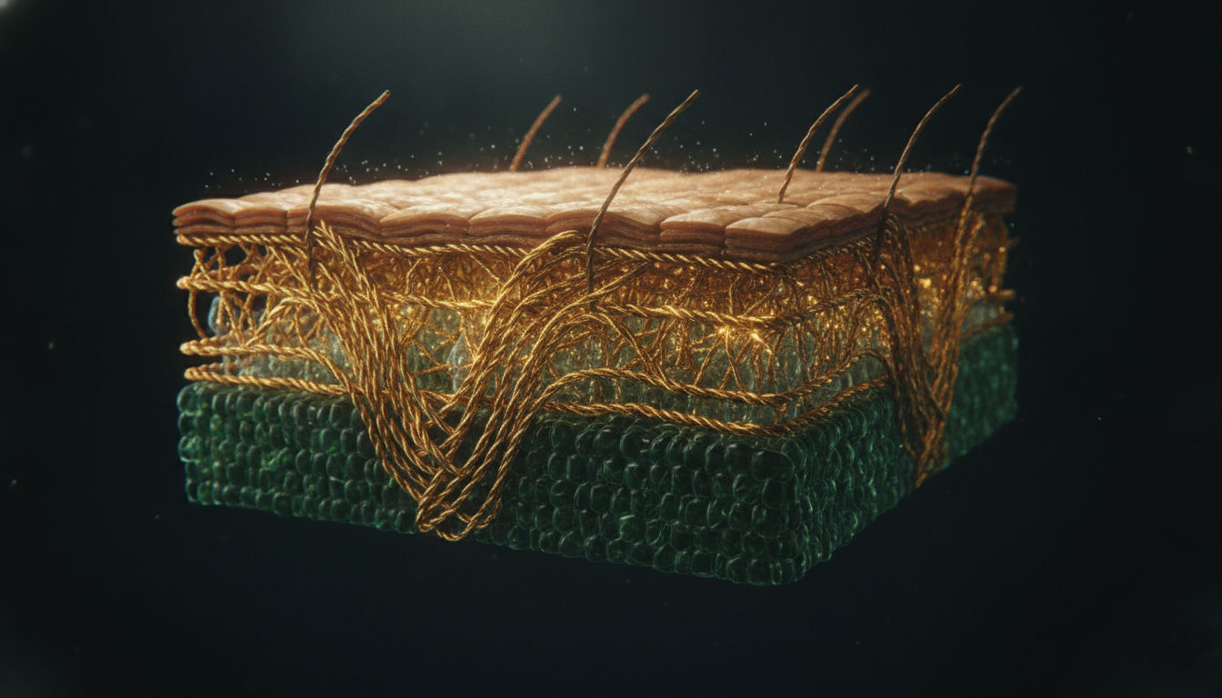 Collagen fiber structure in skin layers and cartilage