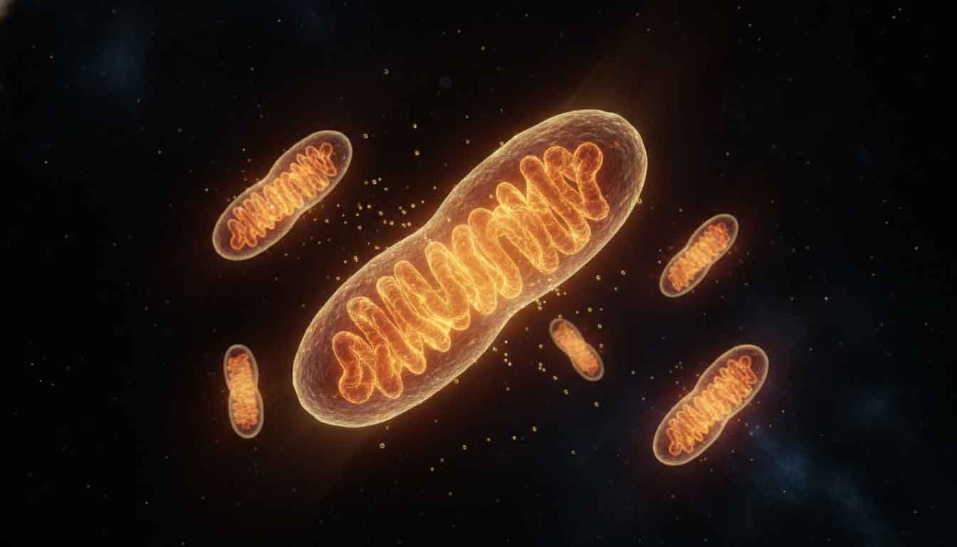 Abstract visualization of mitochondria and ATP energy production