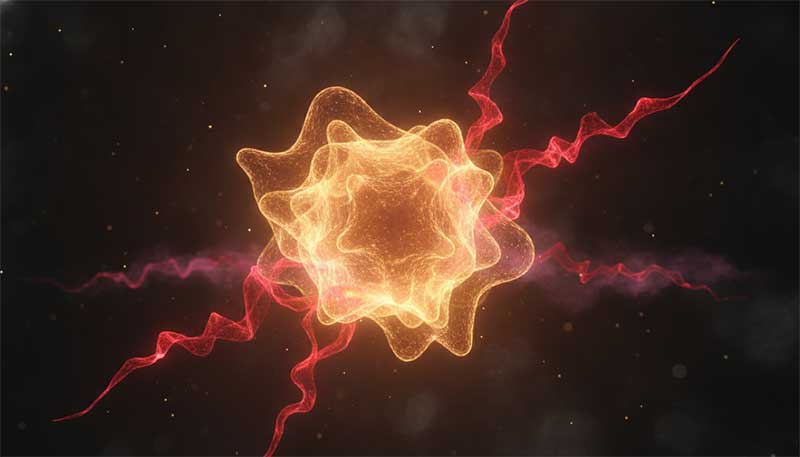 Abstract visualization of cells reducing inflammation