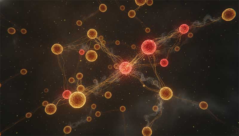 Abstract visualization of senescent cells being cleared