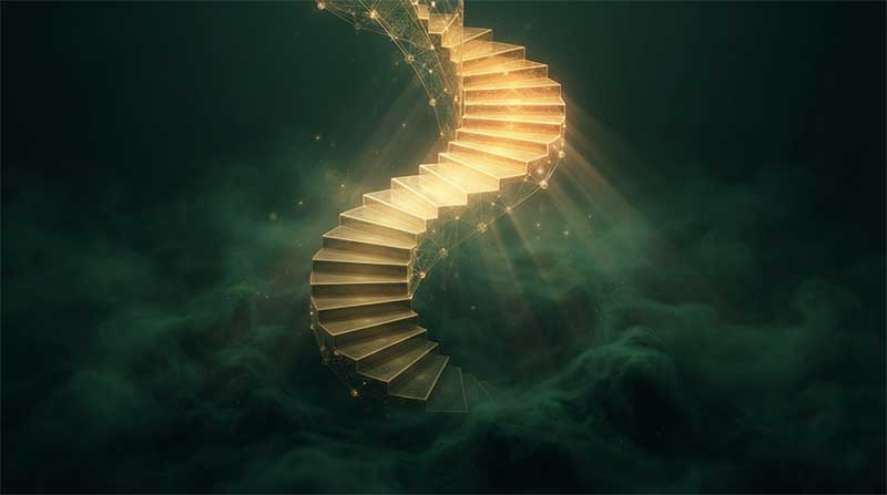 Abstract staircase illustration representing folate's dose threshold effect