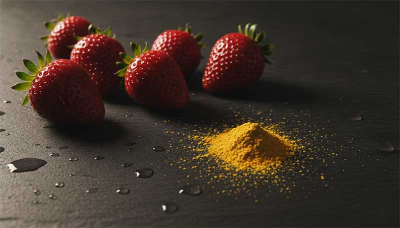 Strawberries and fisetin powder