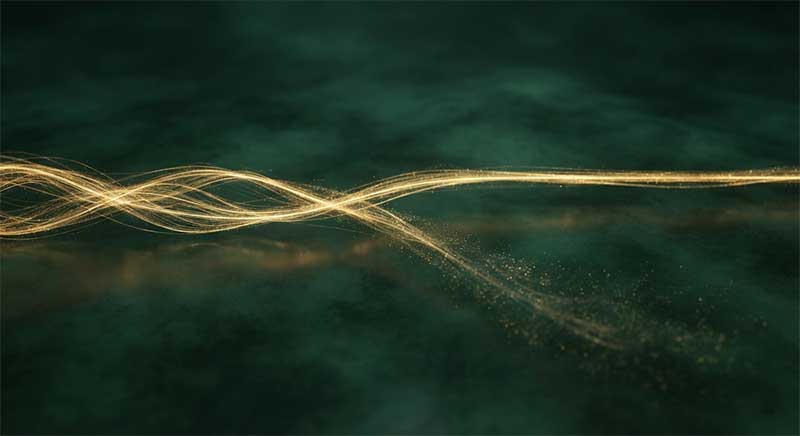 Abstract golden light path splitting into two directions, representing the scientific debate about lithium orotate's mechanism