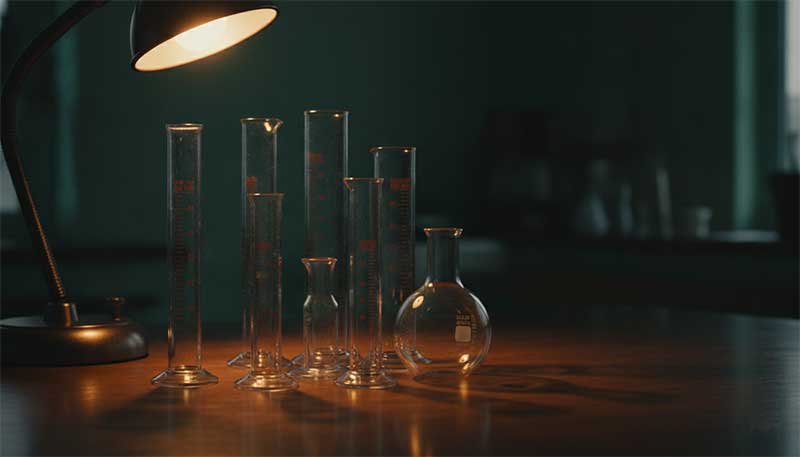 Laboratory glassware representing nattokinase research