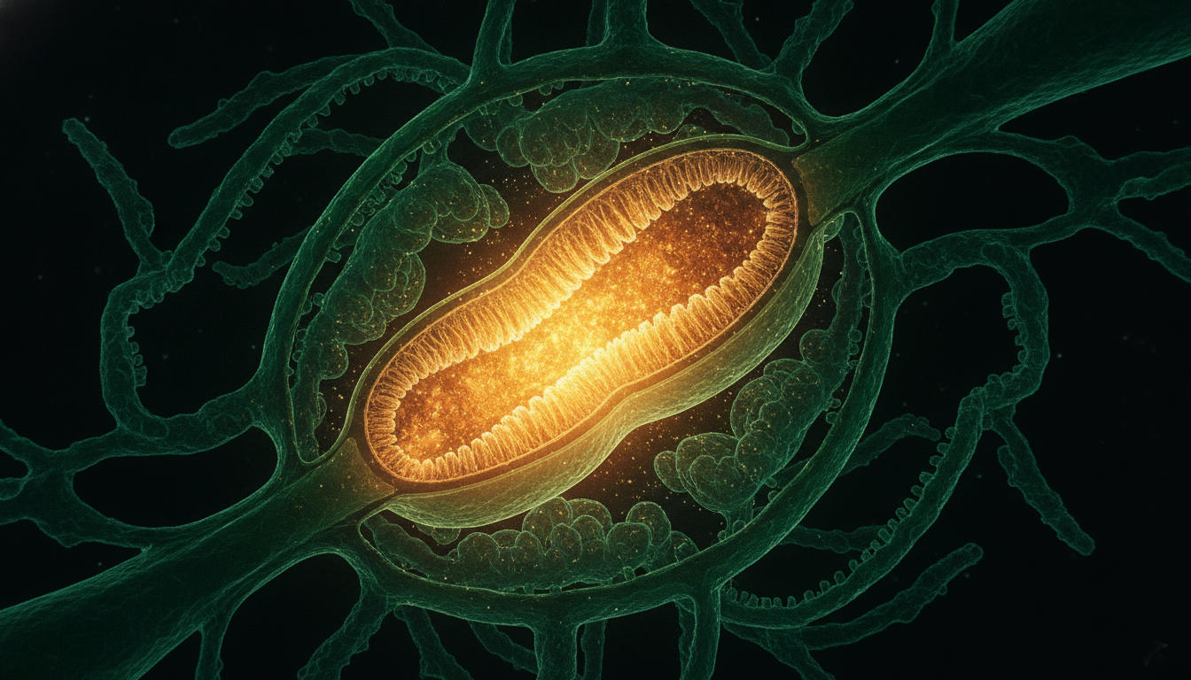 Mitochondria glowing with cellular energy - NAD+ production