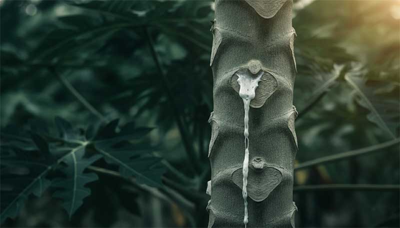 Papaya tree latex, the source of the proteolytic enzyme papain