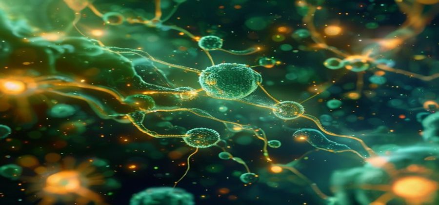 Abstract visualization of immune cells and natural killer cells