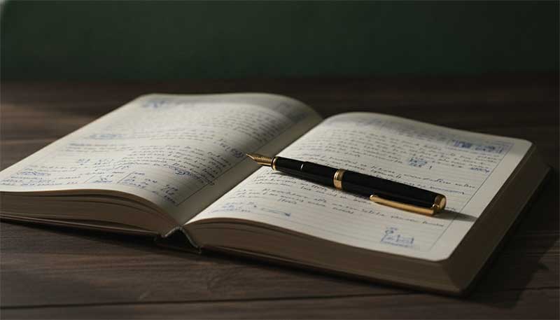 Laboratory notebook representing scientific methodology and hypothesis testing