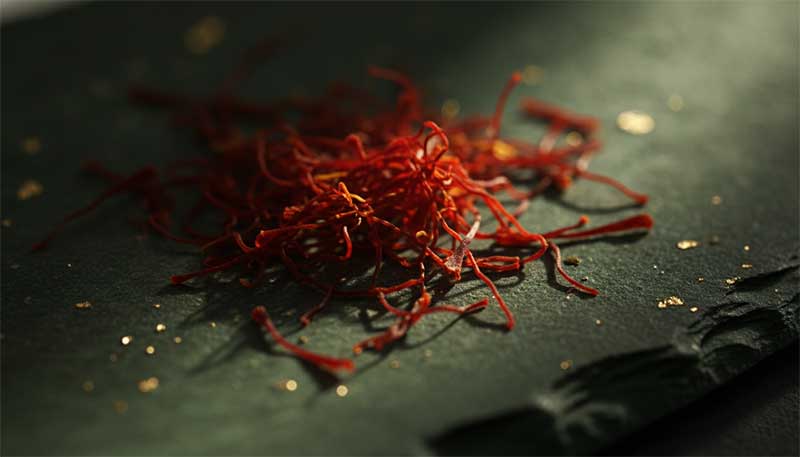 Saffron threads being tested for authenticity in water
