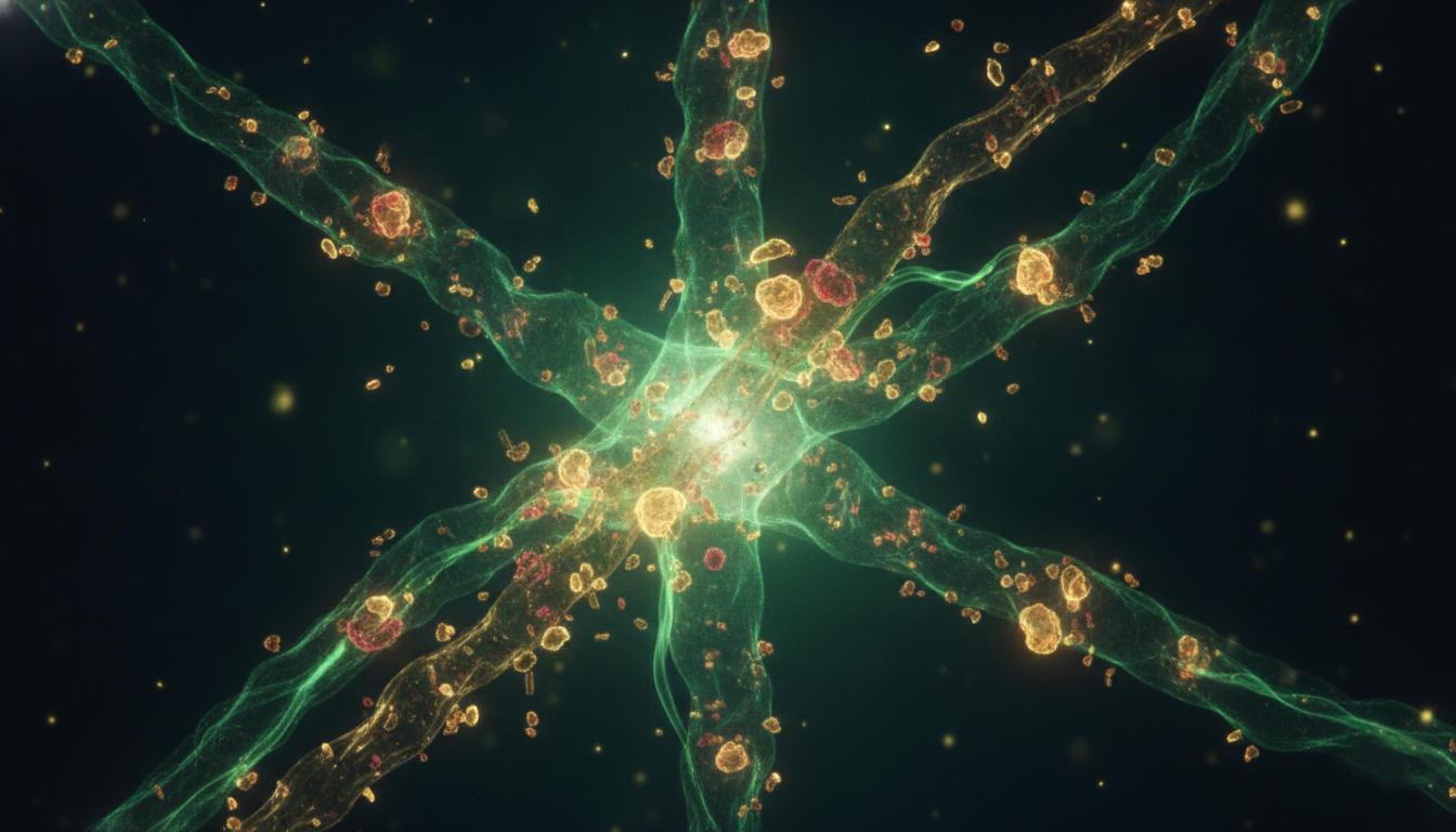 Abstract visualization of cellular autophagy - the body's cleanup system