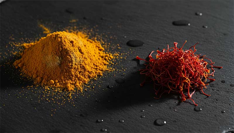Saffron and turmeric adulteration comparison